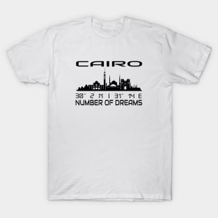 Cairo Skyline Gps Coordinates Egypt T-Shirt